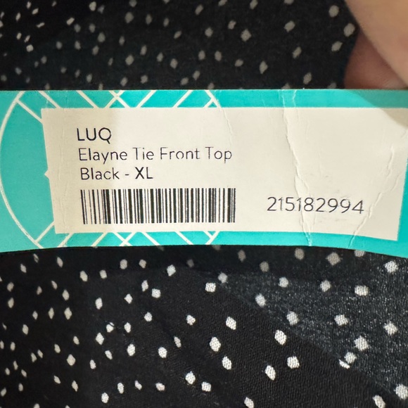 LUQ Elayne Polka Dot Tie Front Blouse Size XL - Picture 5 of 5